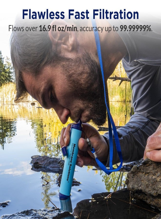 Membrane Solutions Personal Water Filter, Survival Filtration Straw Portable Gear, Emergency Preparedness, Supply for Drinking Hiking Camping Travel Hunting Fishing Team Family Outing (Blue, 4 Pack) - Image 4